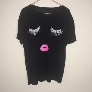 Lashes and Lips Face Shirt in Black